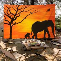 Bandeera Africana De Escena De Atardecer En Pradera Hecha De Poliéster Impresión Creativa Bandera Colgante Para Decoración Interior Y Exterior - details 7