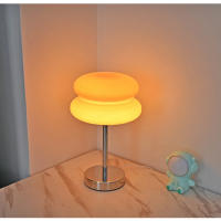 Lámpara De Mesa De Vidrio Macaron Con Iluminación Dimmable Tricolor Protección Para Los Ojos Para Decoración De Dormitorio Y Sala De Estar Moderno - details 3