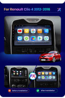AWESAFE inalámbrico CarPlay Android Auto Radio para Renault Clio 4 2012 2013 2014 2015 2016 2017 2018 2019 coche reproductor multimedia GPS 2 din autoradio volante controles RDS Bluetooth - details 4