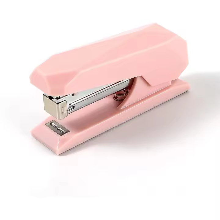 Grapadora con grapas, grapadoras pequeñas de alta resistencia para escritorio (rosa) - 1