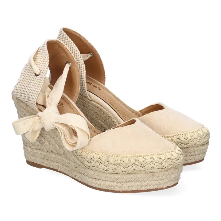 PuntoSalao Sandalias de cuña cómoda en yute para mujer color beige 7Q9 - 1