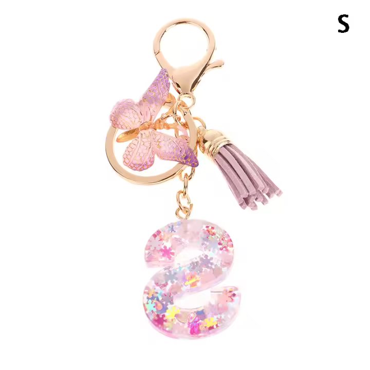 Llavero Con Letras De Lentejuelas A-Z Para Mujer Colgante De Mariposa Con Borla Llavero Inicial Para Bolso Y Coche Decoración Colgante De Bolsos - 1