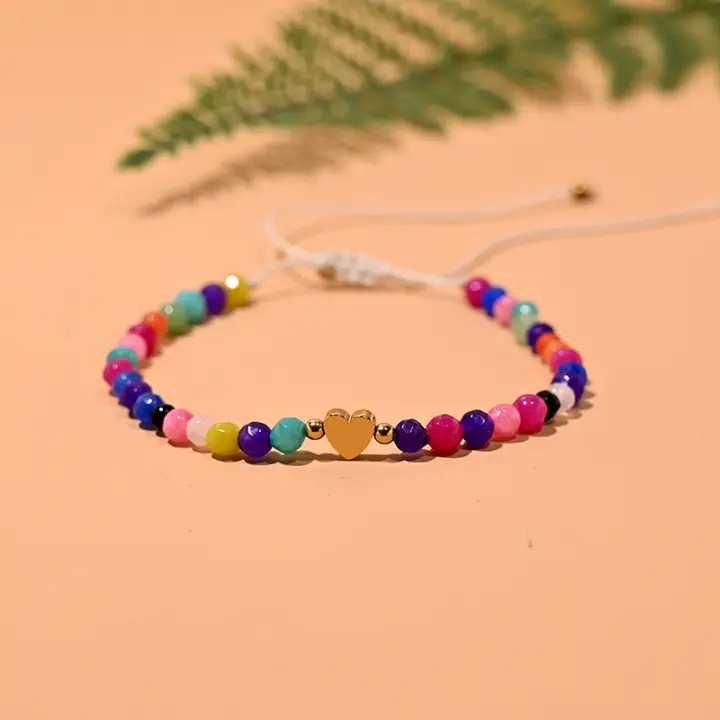 Pulsera De Piedra Natural Hematita En Forma De Corazón Ajustable Para Mujer Y Niñas Diseño MOON GIRL Moda Casual - 1