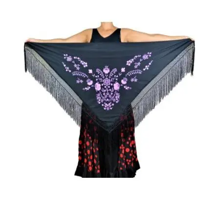 ANUKA Manton de Manila Mediano Triangular para Baile Flamenco o Sevillanas - 1