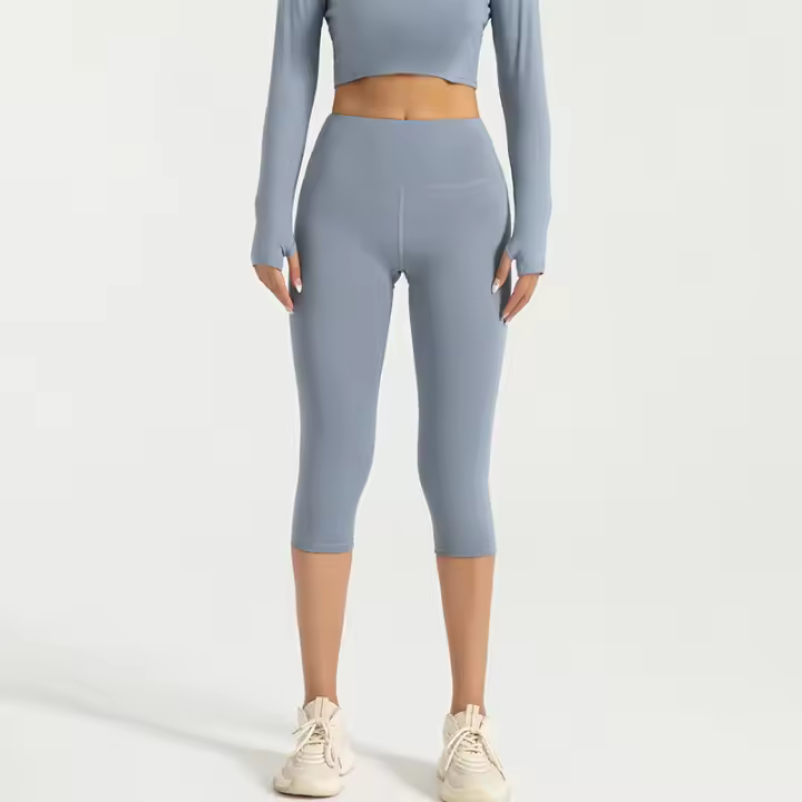 Pantalones deportivos de tres puntos color melocotón, medias deportivas elásticas de cintura alta para levantamiento de cadera, yoga, melocotón y cadera - 1