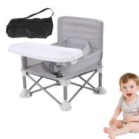 Trona portátil plegable para bebé con correa de seguridad y bandeja de comedor, silla de playa para niños, cómodo asiento de alimentación para niños que acampan - details 0