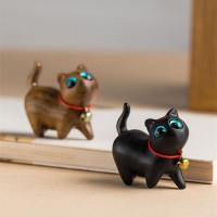 Mini Adornos De Gato Lindo Figuras De Madera Carved a Mano Para Escritorio Decoración Estilo Pastoral Tema Animal Sin Personalizar - details 2