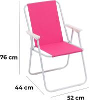 ARISE SHOP-Silla de playa plegable, estructura metálica blanca y asiento de tela, ligera y resistente, máx. 100 kg, jardín, pesca, camping, 75 x 52 x 44 cm, color azul,verde limon,fucsia - details 2