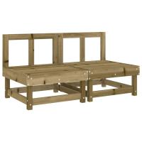 vidaXL Sofás centrales de jardín 2 uds madera maciza de pino Pino natural, Pino blanco, Pino gris Conjunto Terraza Muebles Jardín Exterior Juego de Muebles de jardín Mueble Jardín Exterior Muebles de Salon Exterior - details 4