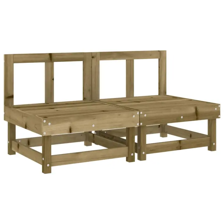 vidaXL Sofás centrales de jardín 2 uds madera maciza de pino Pino natural, Pino blanco, Pino gris Conjunto Terraza Muebles Jardín Exterior Juego de Muebles de jardín Mueble Jardín Exterior Muebles de Salon Exterior - 1