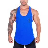 Camiseta De Gimnasio Para Hombres Personalizada Con Estampado De Cruz Malla Transpirable Secado Rápido Deporte Musculoso Estilo Y-Back En Poliéster Para Todas Las Estaciones - details 3