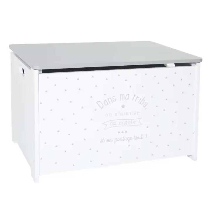 Baúl Infantil Atmosphera Blanco y Gris para Juguetes - 58 X 37,5 X 38cm - 1