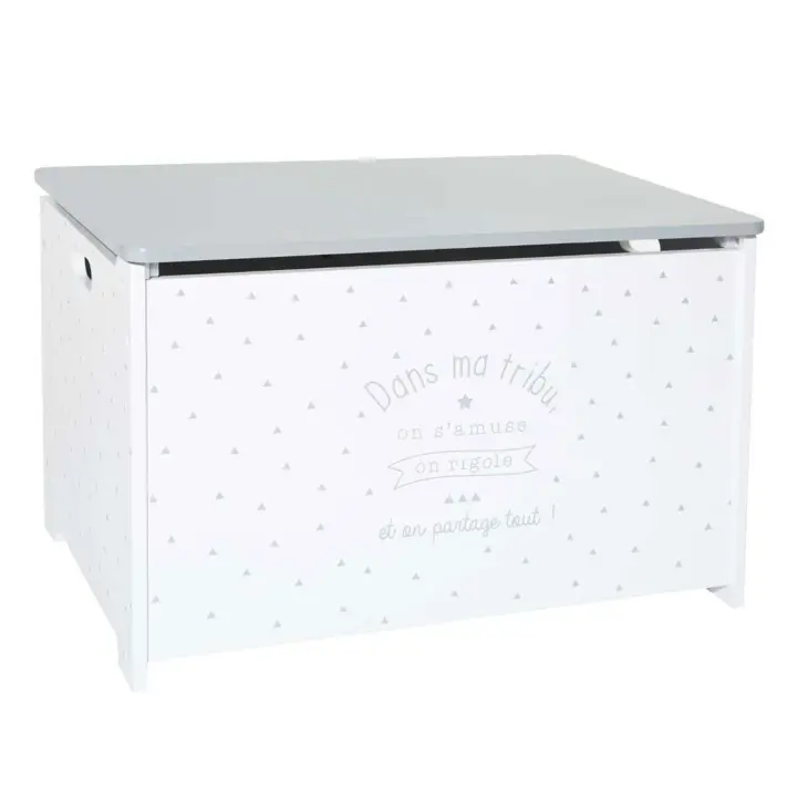 Baúl Infantil Atmosphera Blanco y Gris para Juguetes - 58 X 37,5 X 38cm - 1
