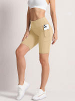 Shorts De Cintura Alta 2XXL Para Mujer En 16 Colores Estilo Fitness Con Bolsillos Y Compresión Ropa Deportiva Casual De Verano Nylon - details 36