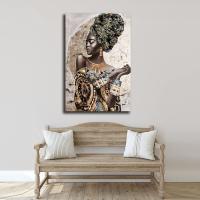 MIRAMAX-Cuadro Impreso Sobre Lienzo Diseño de Chica Mujer Africana,Arte de pared,Cuadros para la decoración interior del hogar,Sala de estar,Dormitorio,Sin marco 80X110cm - details 2