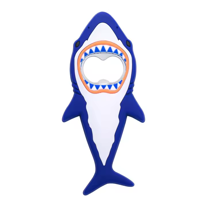 Abridor de botellas de Tiburón, Creative Tiburón Nevera imán de dibujos animados Océano animal botella de cerveza abridor portátil adaptado para Viajes de Bar (Azul) - 1