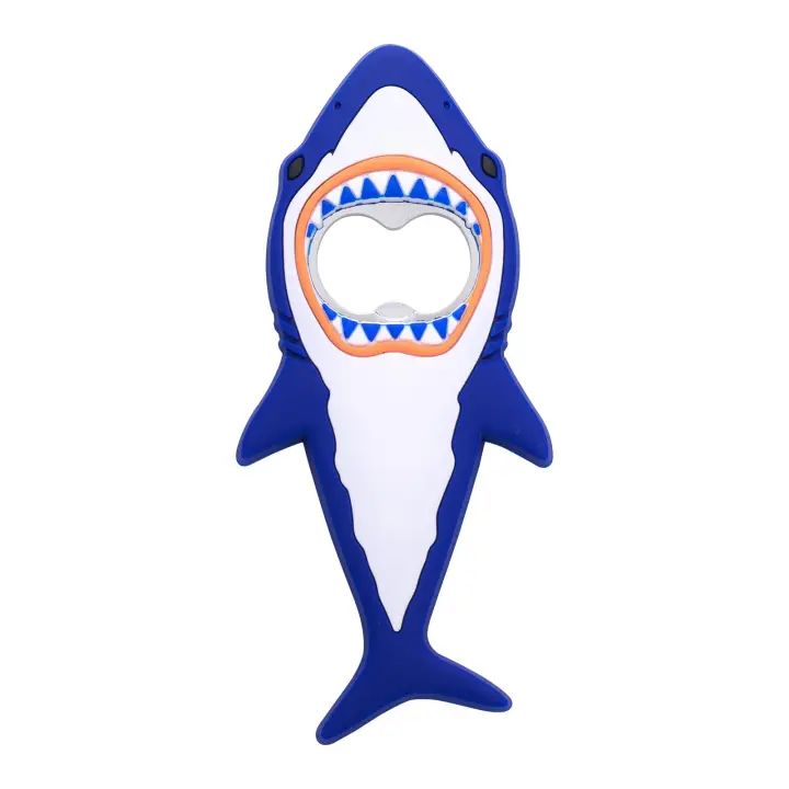 Abridor de botellas de Tiburón, Creative Tiburón Nevera imán de dibujos animados Océano animal botella de cerveza abridor portátil adaptado para Viajes de Bar (Azul) - 1