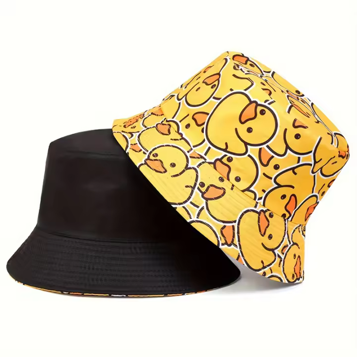 Gorro De Buho De Moda Hip Hop Para Hombres Y Mujeres Estampado De Pato Amarillo Pequeño Sombrero De Pescador Al Aire Libre Sombrero De Sol Para Exteriores - 1