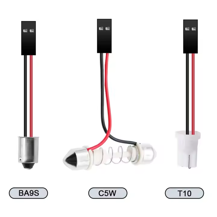 10Pcs Adaptador De Bombilla LED T10/W5w Para Placa De Licencia BA9S/Festoon Con Alambre Y Soporte De Enchufe Compatible Con Automóviles - 1