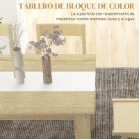 HOMCOM Mesa de Comedor Moderna Mesa de Cocina Rectangular para 4-6 Personas Carga 100 kg para Salón 140x89,5x75 cm Blanco y Roble - details 1