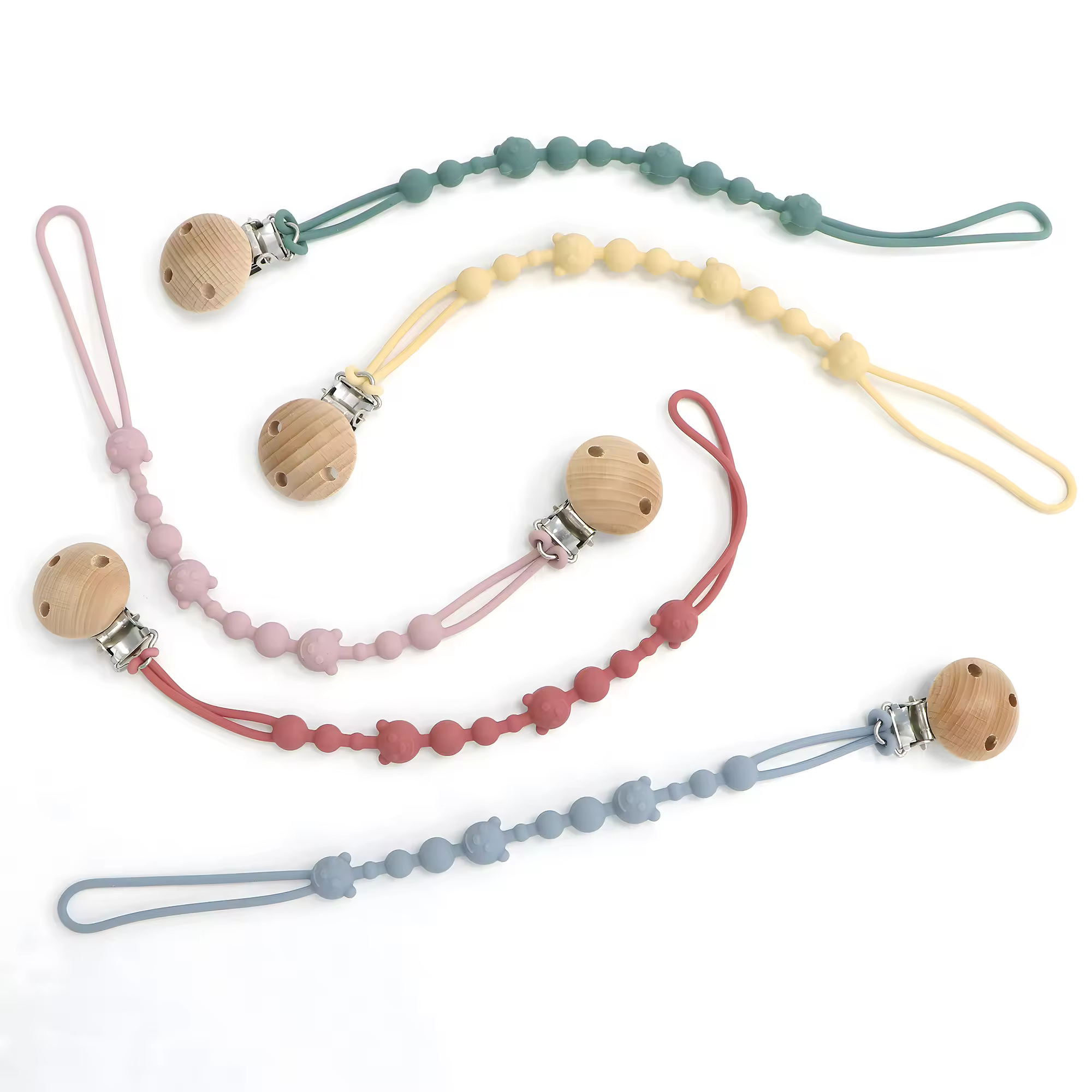 Clavija De Mordedor Para Bebé De Silicona Con Cadena Antipérdida Y Almohadilla Soothing Pacifier Anti-chain Para Carrito De Compras - details 3