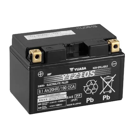 Yuasa YTZ10S Batería moto sin mantenimiento 12V Capacidad 9.1 Ah - 190 Amp - 1