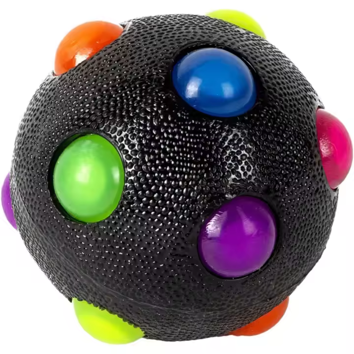 Pelota luminosa para perros, resistente a las mordeduras, juguete para perros Jolly Ball, pelota luminosa para mascotas, pelota interactiva suave y segura, juguetes elásticos para entrenamiento de mascotas (negro) - 1