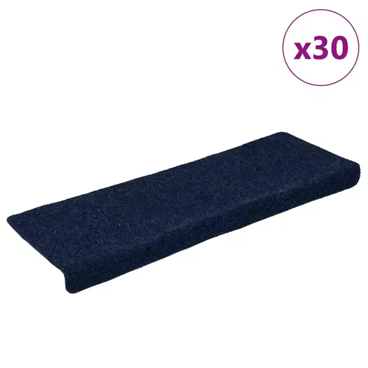 vidaXL Alfombrilla autoadhesiva escalera 30 uds azul marino 65x21x4 cm - 1