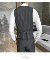 Traje De Tres Piezas Para Hombre (blazer+ Chaleco + Pantalones) Estilo Casual Elegante Con Rayas Adaptado a Todas Las Estaciones Vestimenta Adecuada Para Bodas Y Negocios - details 14