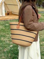 Bolso de paja premium para mujer - Tote de verano estilo boho, diseño exclusivo para playa y looks urbanos（42*28*13cm） - details 15