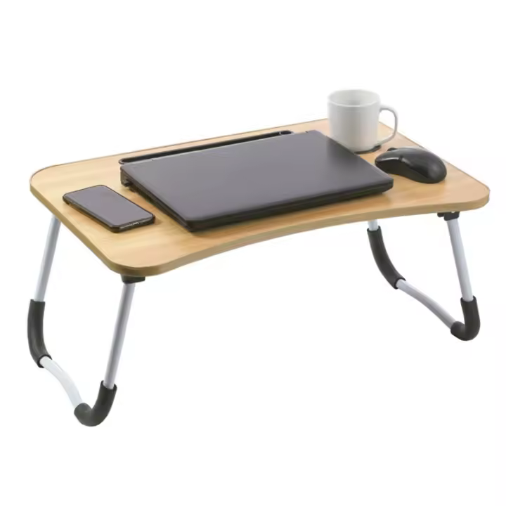 Mesa Con Patas Plegables Mesa Laptop Plegable De Madera Para Ordenador Portátil En Sofá O Cama. Bandeja Auxiliar Multiusos Para Desayuno Leer O Trabajar 40X60X26 Cm Madera - 1