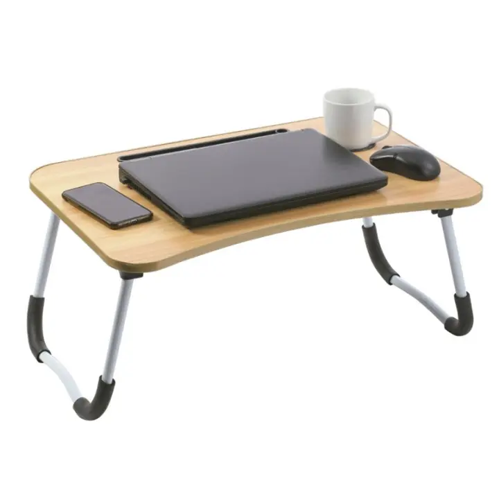 Mesa Con Patas Plegables Mesa Laptop Plegable De Madera Para Ordenador Portátil En Sofá O Cama. Bandeja Auxiliar Multiusos Para Desayuno Leer O Trabajar 40X60X26 Cm Madera - 1