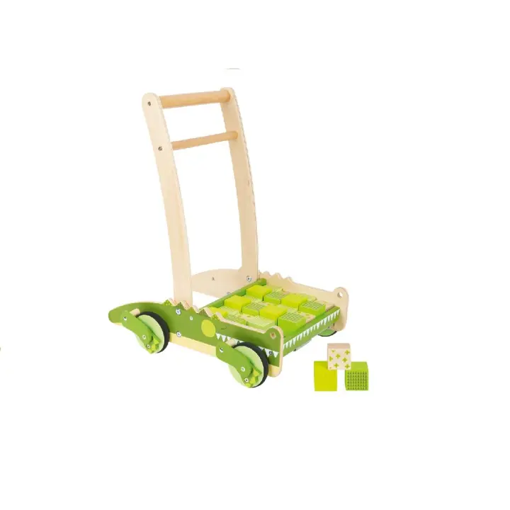 Small Foot Andador Cocodrilo de Madera para Bebés con 24 Bloques de Construcción - 1
