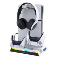 Base de refrigeración para consola PS5 Slim, soporte para Gamepad con flujo de aire de 3 velocidades, colgador de auriculares de carga con luces RGB - details 5