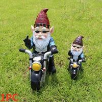 1PCS Gnome Dwarf De Resina Para Jardín Decoración De Hogar Hombre Viejo En Motocicleta Estatua Adornos De Jardinería - details 1