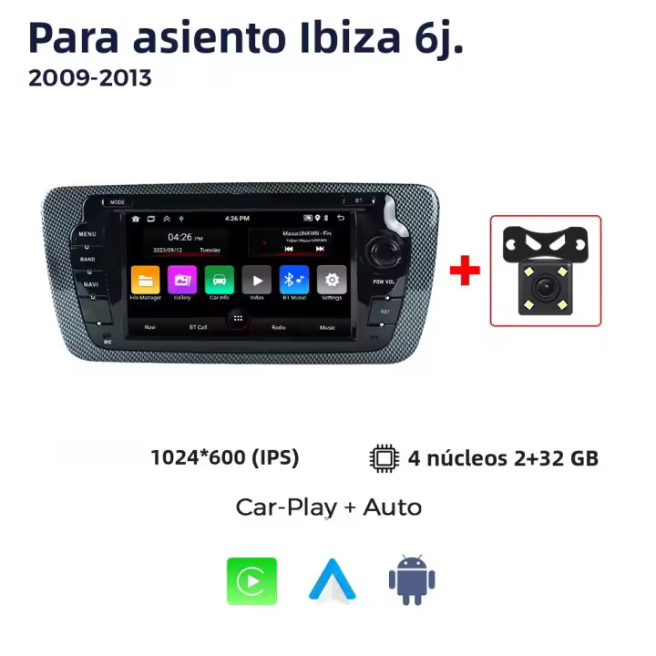 Radio De Coche Android 13 Con Pantalla Táctil De 7 Pulgadas GPS Multimedia Estéreo Para Seat Ibiza 6J 2009-2013 MK4 FR CarPlay Auto - 1
