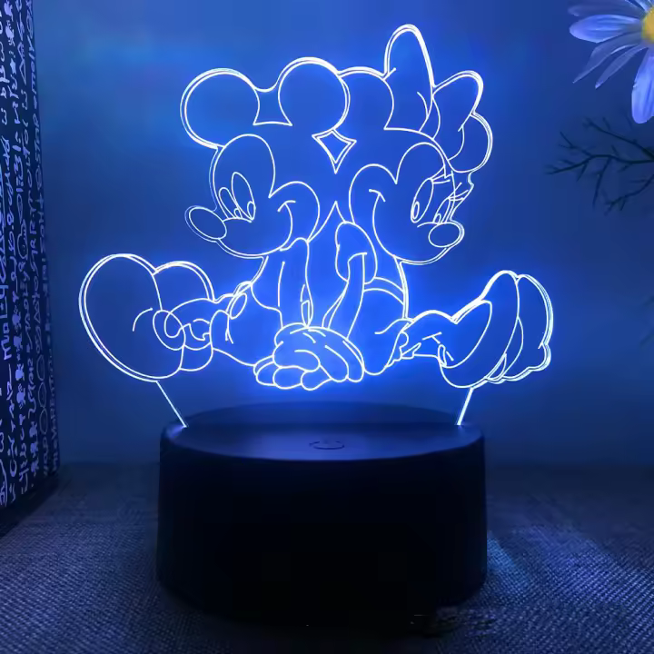 Lámpara Nocturna 3D Mickey Mouse LED Cambio De Color 7/16 Colores Decoración De Habitación Juguetes Para Niños Regalo De Cumpleaños - 1