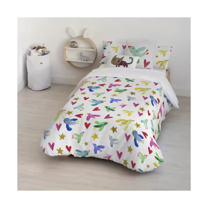 BL Belum Funda Nórdica 100% Algodón Orgánico con Cuello de Botella y Funda de Almohada Ocells Anna Llenas - 1