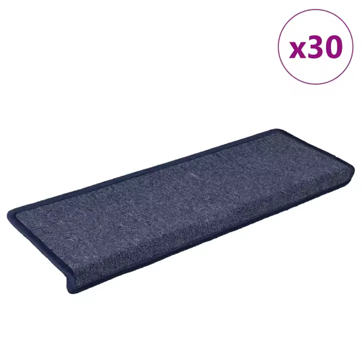 vidaXL Alfombrilla escalera 30 uds 65x21x4 cm Gris y azul - 1