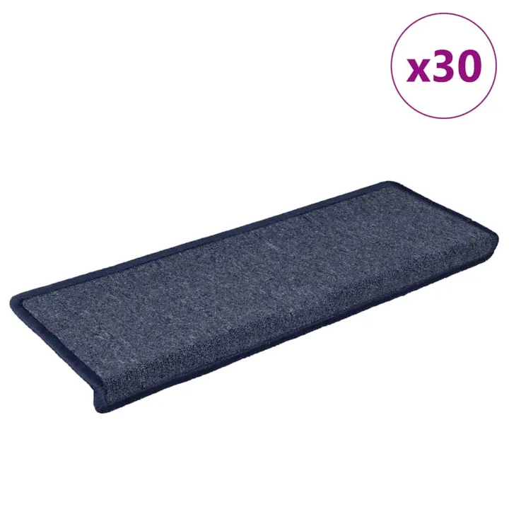 vidaXL Alfombrilla escalera 30 uds 65x21x4 cm Gris y azul - 1