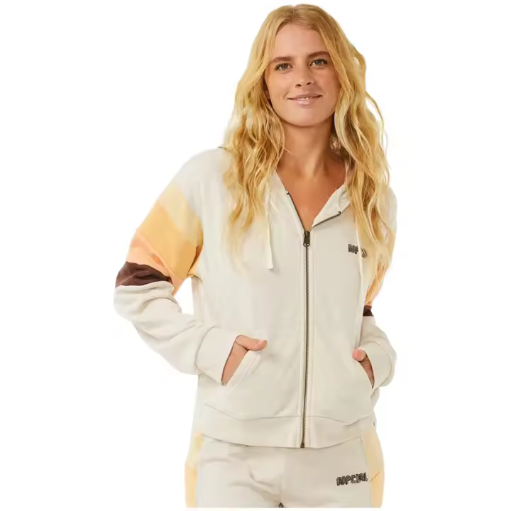 Sudadera Rip Curl modelo Surf Revival Zip Thru Hoodie para mujer en color beige - 1