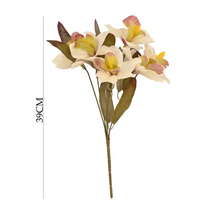 Poenia Arte Floral - Ramo de Lirio Artificial 7 Cabezas 39cm - REF 8435588800322 - Pack de 3 - Flor Artificial - 1