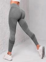 Leggings De Cintura Alta Elástica Para Mujer Talla Sólida Tejidos Sin Costuras Levantamiento De Glúteos Fitness Yoga Moda Gimnasio Deportivos Leggings - details 12
