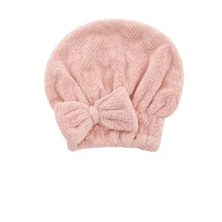 Toalla De Secado Rápido Para Pelo Con Lazo Cubrecabezas Grueso Para Mujer Accesorios De Baño Material De Terciopelo Forma Redonda - 1