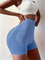 Shorts De Yoga De Cintura Alta Sin Costuras Estirables Para Correr Deporte Mujer Activewear Corto Color Sólido Sin Bolsillos - details 12