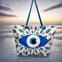 MEJORADA KD-2306 Bolso de Playa-Tote Bag Súper Grande 60x40x20CM con Diseño de Ojo Turco y Motivos Azules, Ideal para Playa y Vacaciones - details 11