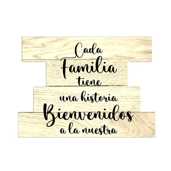 Cartel Decorativo de Madera "Bienvenidos a Nuestra Familia" - Estilo Rústico y Vintage para Hogar, Entrada, Sala de Estar - Gissed - 1