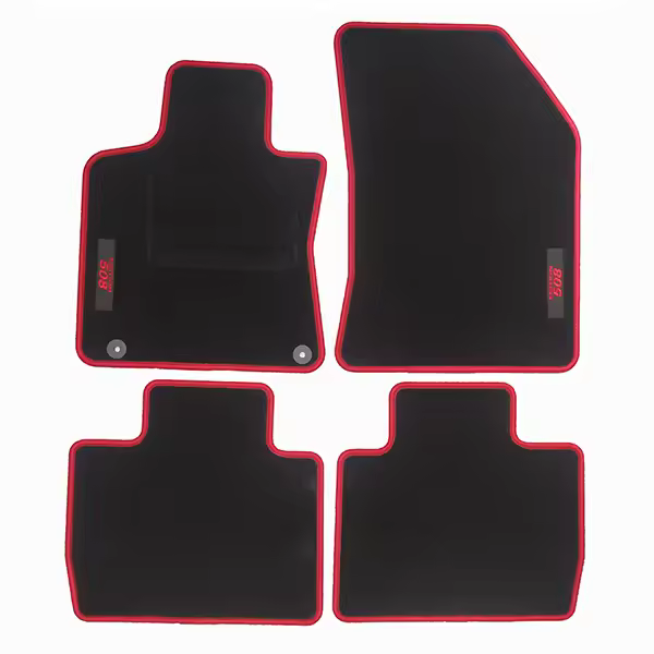 Alfombrillas a medida en moqueta velour con borde y logo rojo para PEUGEOT 508 II desde 2018- - 1