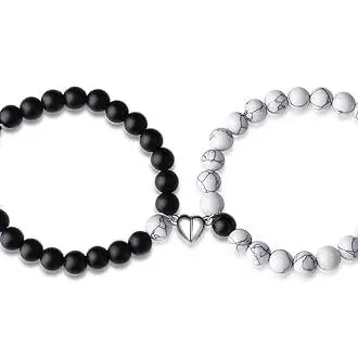 Pulseras a juego Pulseras de pareja Relación eterna Pulseras para él y para ella Pulsera de amor Joyas con piedras preciosas Regalos de San Valentín - 1