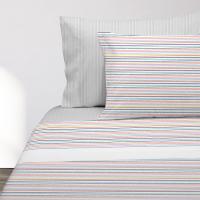 Manterol - Juego de sábanas estampado geométrico rayas. Calidad 50% Algodón 50% Poliéster. Incluye bajera ajustable, encimera y fundas de almohada. Sábana de verano con diseño moderno. - details 1